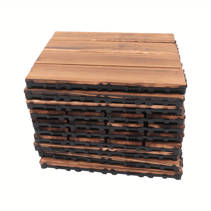 Vlondertegels – Tuintegels – Terrastegels – Balkonvloeren – Kliktegels – Kunststof Houtlook – 36 Stuks 30,3x30,3 cm – Waterdicht Met Drainagesysteem