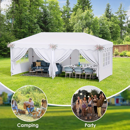 Partytent – Partytent Paviljoen – Tuinent – Opvouwbare Tent – Gazebo – 3x6 Meter – Waterdicht – Met 6 Afneembare Zijwanden