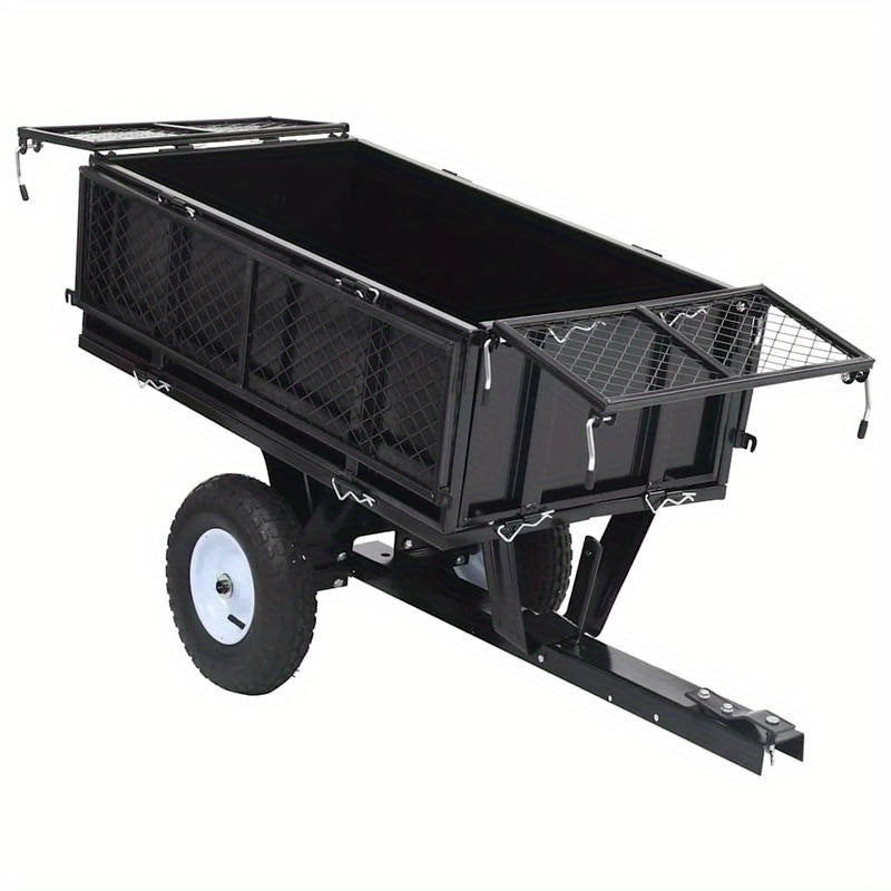 Tuinwagen – Tuinkar – Bolderkar – Transportkar – Tuintrolley – Stevig Stalen Frame – 150 kg Draagkracht – Opblaasbare All-Terrain Wielen – Grote Laadbak 130x52x87 cm – Zwart