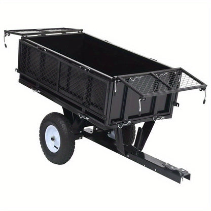 Tuinwagen – Tuinkar – Bolderkar – Transportkar – Tuintrolley – Stevig Stalen Frame – 150 kg Draagkracht – Opblaasbare All-Terrain Wielen – Grote Laadbak 130x52x87 cm – Zwart
