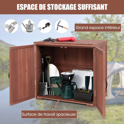 Houten Opbergkast – Tuinkast – Bergkast – Buitenberging – Gereedschapskast – Massief Dennenhout – Ruime Opbergruimte 77x56x72 cm