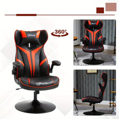 Gamingstoel – Gamestoel – Gaming Chair – Game Stoel – Bureaustoel – Verstelbare Hoogte – Kunstleer Polyester – Draaibaar Met Wieltjes – Ergonomisch Design – Zwart/Rood