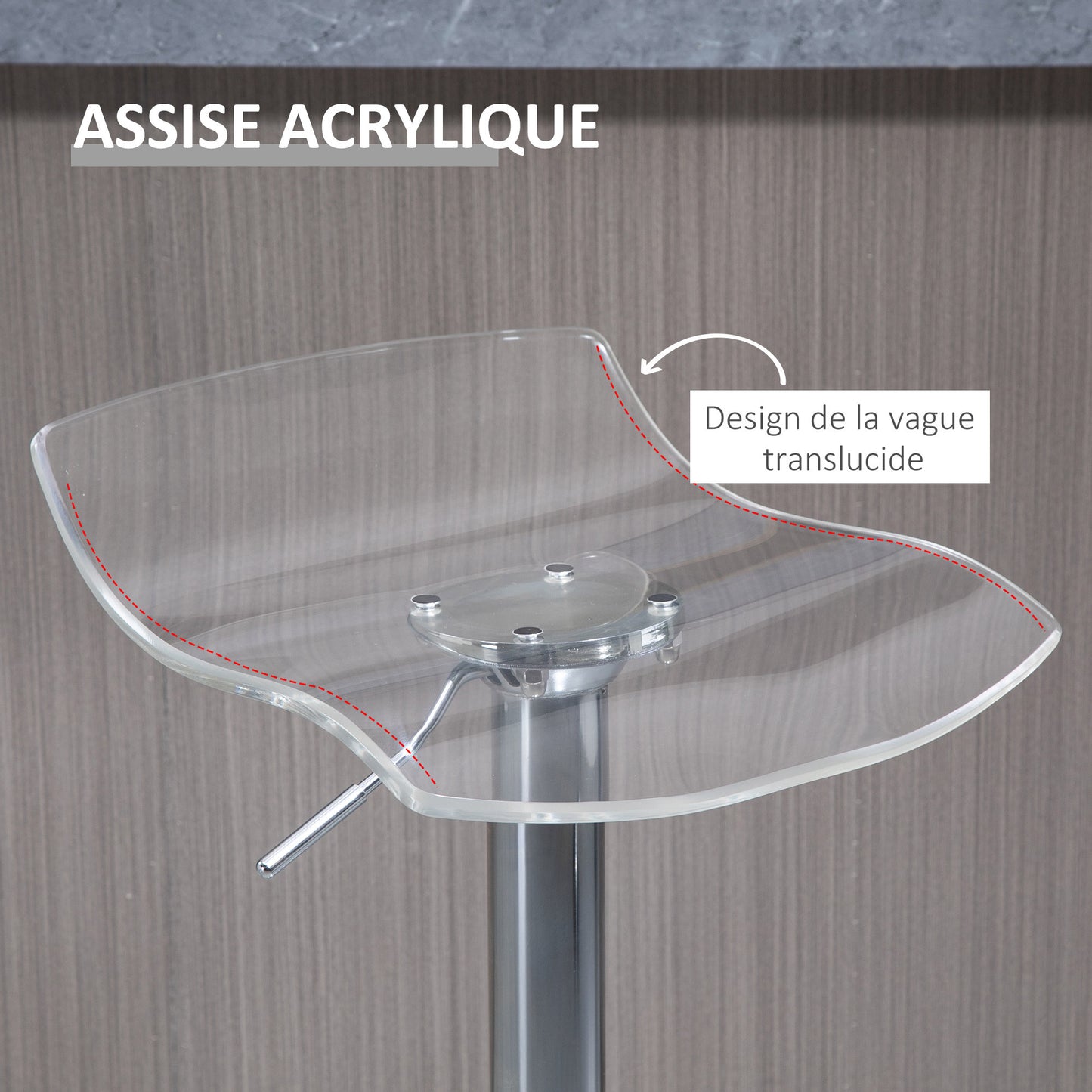 Barkrukken – Barkruk Set – Barstoelen – Hoge Stoelen – Transparante Zitting – Verstelbare Zithoogte – 360° Draaibaar – Met Voetensteun