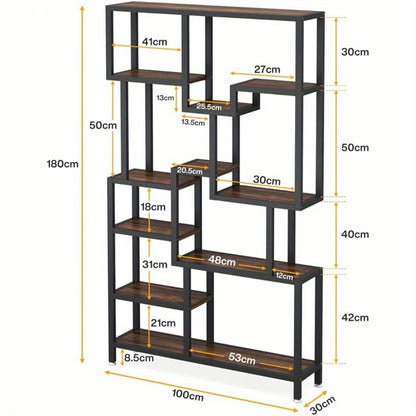 Metalen Boekenkast – Boekenplank – Opbergkast – Stelling – Wandrek – 7-laags Extra Hoog – Stevige Metalen Constructie