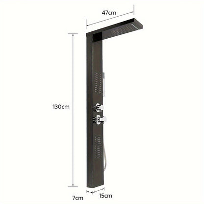 Douchepaneel – Douchekolom – Regendouche – Handdouche – Douchezuil – Zwart RVS – 4 Functies – Compact 130 cm Hoog