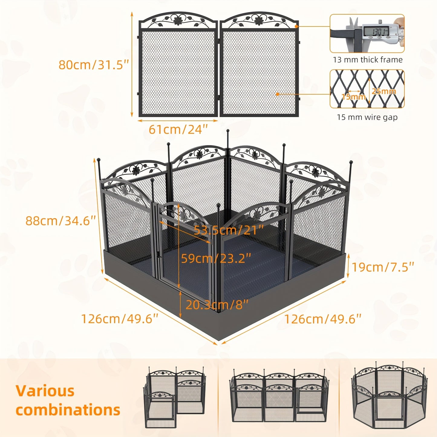 Hondenren – Puppyren – Hek – Speelhek – Hondenbox – Metaal – 8 Panelen – Waterdichte Beschermmat – Incl. Deuropening
