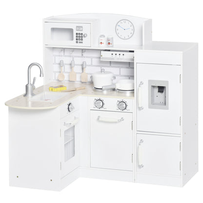 Speelkeuken – Kinderkeuken – Speelkeukentje – Speelkeukentje Voor Kinderen – Wit – 14-delige Accessoireset – Elektrische Waterdispenser – Afmeting 86x64x84,5 cm