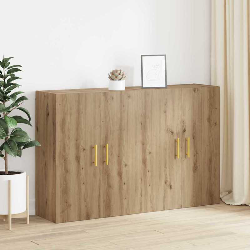 Wandkast – Muurkast – Opbergkast – Wandrek – Opbergmeubel – Bruin Eikenhout – Ruimtebesparend Design – Massief Eikenhout