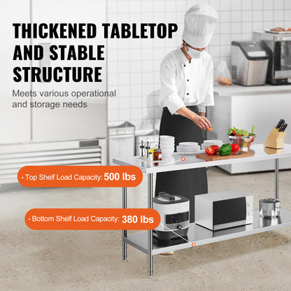 Inpaktafel – Werkbank – Werktafel – Buffettafel – Inpakstation – RVS 0,8 mm Staal – 183x61x86 cm
