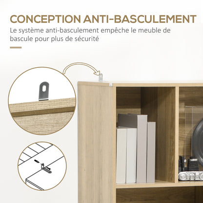 Boekenkast – Boekenrek – Opbergkast – Vakkenkast – Wandkast – Modern Design – 2 Deuren en 6 Planken – Hout en Antraciet – 80x35x180 cm