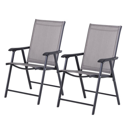 Campingstoel – Klapstoel – Vouwstoel – Kampeerstoel – Visstoel – Met Armleuningen – Stevig Metalen Frame – 58 x 64 x 94 cm – Grijs – Set Van 2