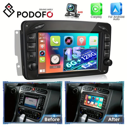 Android Multimediasysteem – Auto-Entertainment – Navigatiesysteem – Touchscreen Radio – Mercedes Upgrade – 7 Inch HD Scherm – 6 GB RAM & 128 GB Opslag – Draadloos CarPlay & Android Auto