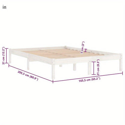 Massief Houten Bed – Houten Bedframe – Grenen Bed – Slaapkamerbed – Wit Grenen – 160x200 cm – Duurzaam Massief Hout – Strak Tijdloos Design