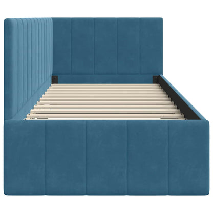 Bedframe – Bedombouw – Ledikant – Slaapkamermeubel – Eenpersoonsbed – Zwart – Hoogwaardig Plaatmateriaal – Fluwelen Hoofdbord