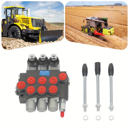 3P40 Multi way Directional Valve, Cast iron, Silvery+Black+Red, Pneumatic Control, Industrial Automation, Robust Construction, Durable Valve, Precision Engineering, Highquality Metal, Control Valve, Multidirectional Valve, Hy