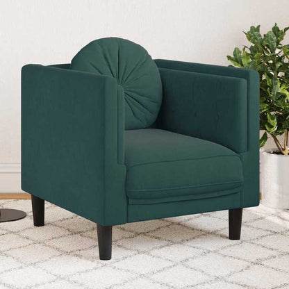 Velvet Fauteuil – Loungestoel – Zetel – Armstoel – Relaxstoel – Donkergroen – Massief Houten Frame – Luxe Comfort – Stevig MDF Onderstel – Zachte Velvet Bekleding – Gemakkelijk Monturen