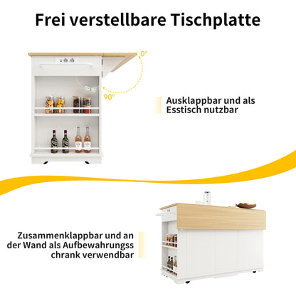 Modern White Metal Kitchen Island with Worktop - Heavy-Duty Mobile Serving Cart & Storage Cabinet, Freestanding Floor Cabinet with Shelves & Drawers, No Electrical Required, Space-Saving Design for Small Kitchens, Pantry & Di