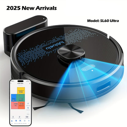 Robotstofzuiger SL60Ultra – Robotstofzuiger Met Dweilfunctie – Automatische Stofzuiger – Slimme Schoonmaakrobot – Draadloze Stofzuiger – 4500Pa Zuigkracht – Intuïtieve App- En Spraakbediening