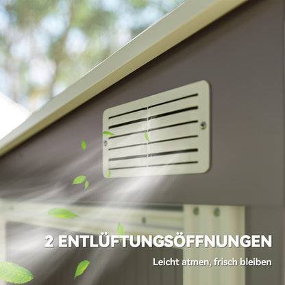Metalen Opbergschuur – Tuinschuur – Gereedschapsschuur – Fietsenstalling – Opbergbox – Lichtgrijs – 2,81 m² – Corrosiebestendig Gegalvaniseerd Staal – Penthuisdak