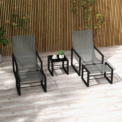 Loungeset – Tuinmeubilair – Buitenmeubels – Balkonset – Terrasstoel – Compact en Weerbestendig – Comfortabel Grijs Mesh