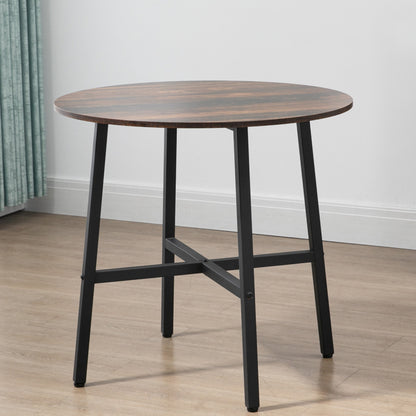 HOMCOM Dining Table | Kitchen Table for 4 People, Living Room Table for Dining Room, Steel Brown, 80 x 80 x 76 cm, Vintage Style, Sled Base