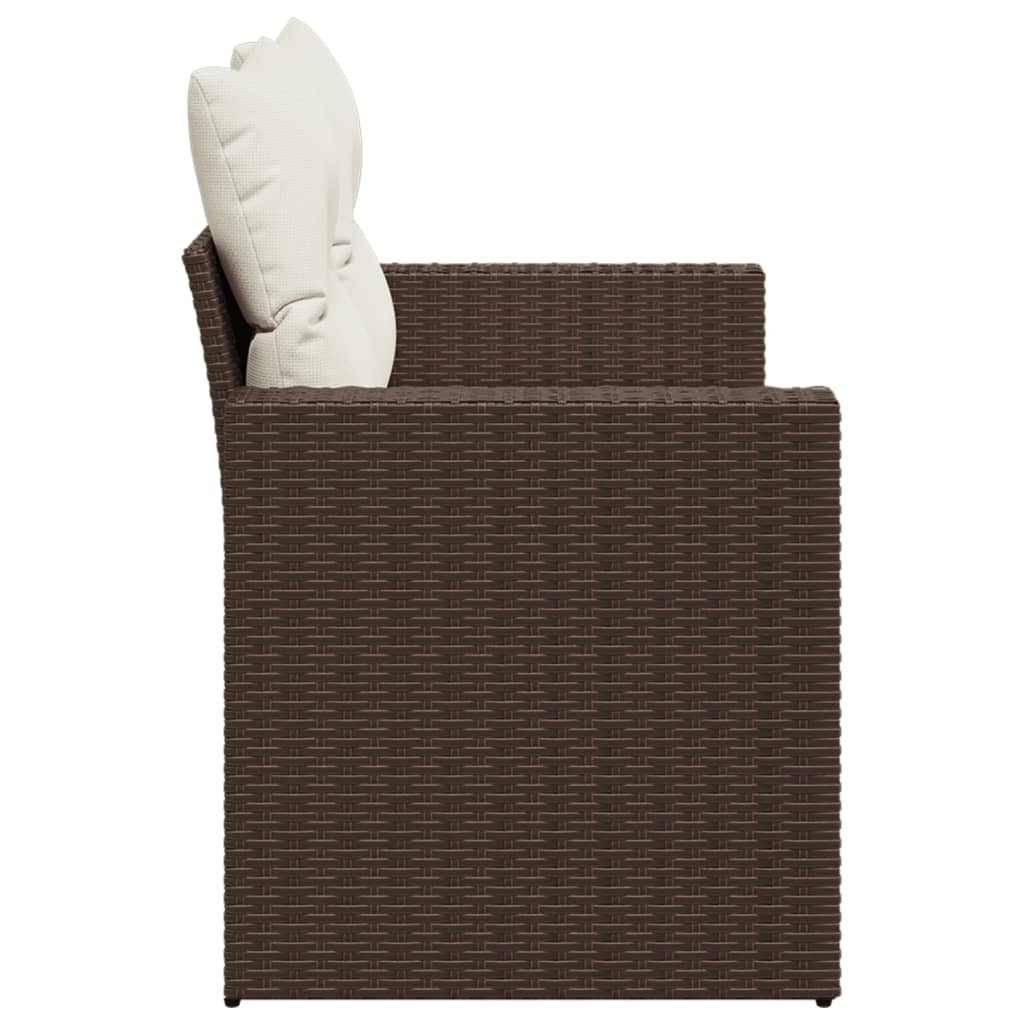Tuinbank – Buitenbank – Zitbank – Buitenmeubel – 2-Zits – Poly Rattan – Weerbestendig – Met Zachte Beige Kussens
