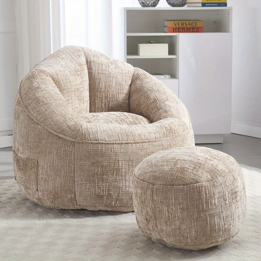 Zitzak – Zitzakstoel – Poef – Zitzakbank – Voetenbank – Khaki – Dikke Memory Foam Vulling – Moderne Stijl