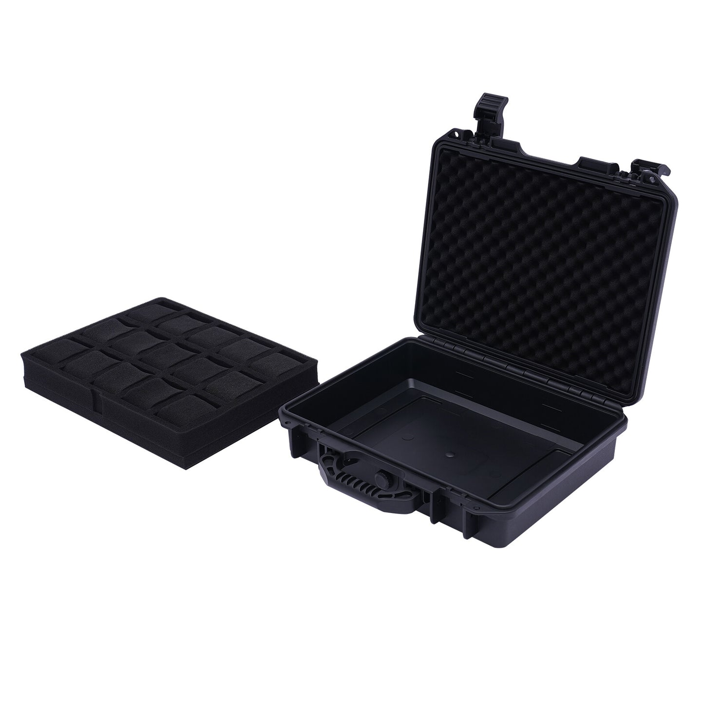 Horlogekoffer – Horlogebox – Horlogedoos – Opbergdoos – Watch Case – 15 Vakjes – Sluiting Met Gesp – Waterbestendig Kunststof – Zwart – Stoot- En Krasbestendig – Handgreep