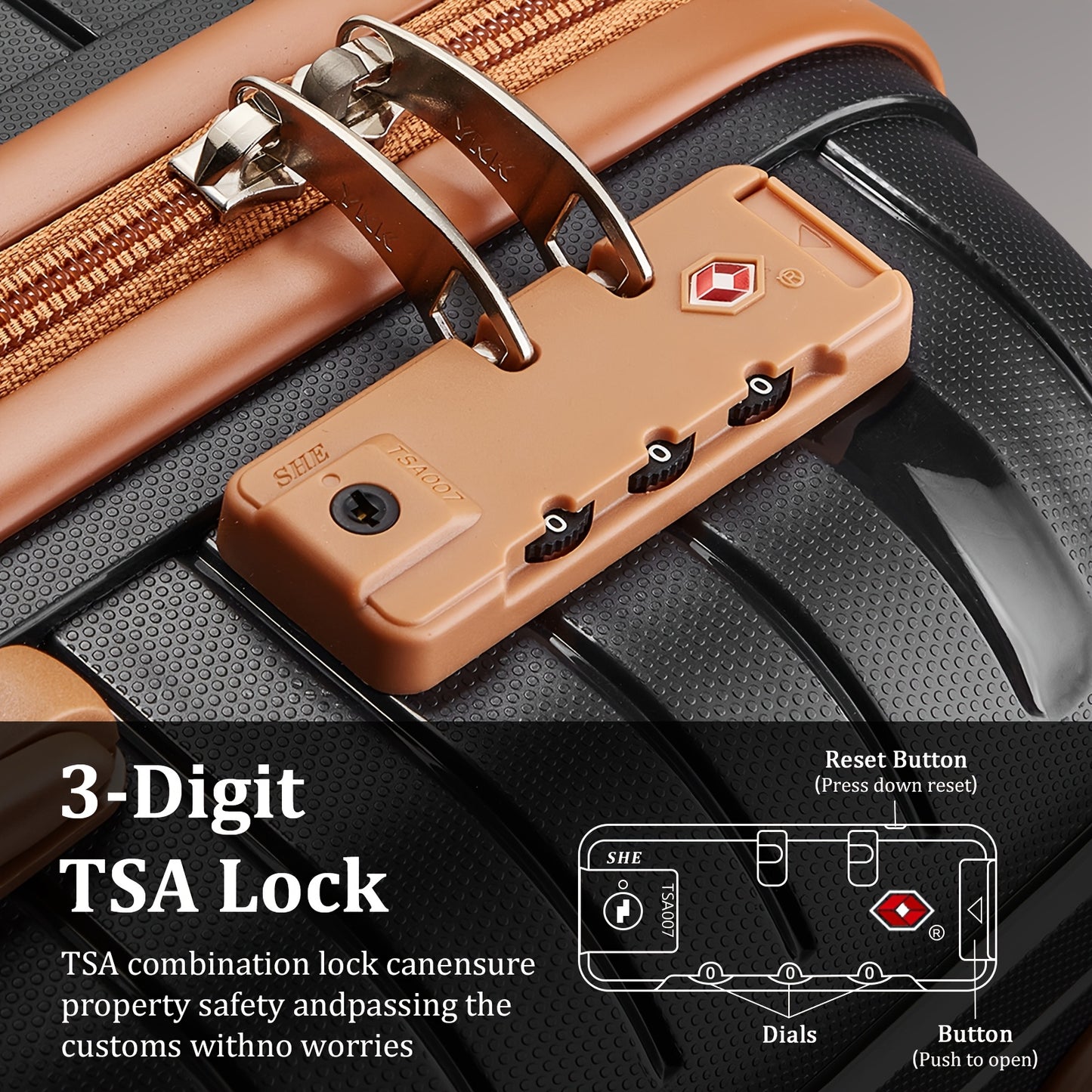Kofferset – Reiskoffer Set – Trolley Koffer – Handbagage Koffer – Ruimbagage Koffer – ABS Harde Schaal – Lichtgewicht met TSA-Combinatieslot en Draagtas