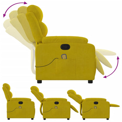 Fauteuil – Relaxstoel – Zetel – Elektrische Stoel – Draaifauteuil – Verstelbaar Tot 135 Graden – Met 6-Punts Massagefunctie – Geel Velvet