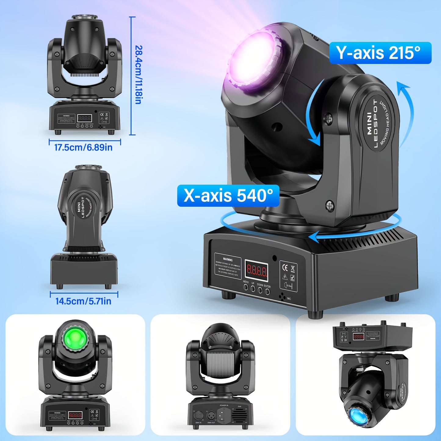 2 PACK Of120W LED Moving Head Light RGBW 8 Gobo Beam Multi Pattern DMX Suitable for Djs, Discos, Nightclubs, Ktvs, Bars, Theatres, Arcades, Parties