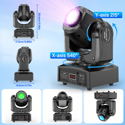2 PACK Of120W LED Moving Head Light RGBW 8 Gobo Beam Multi Pattern DMX Suitable for Djs, Discos, Nightclubs, Ktvs, Bars, Theatres, Arcades, Parties
