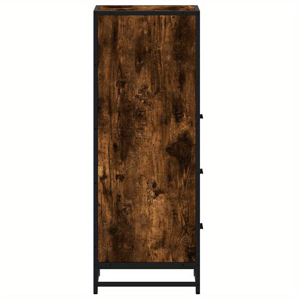 Badkamerkast – Badkamermeubel – Kolomkast – Wastafelonderkast – Badmeubel – Compact Ontwerp – Donkerbruin Eikenlook Met Zwart Metalen Frame