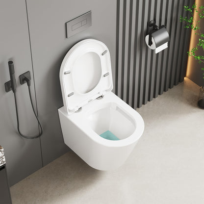 Wandtoilet – Hangend Toilet – Rimless Toilet – Diepspoel Toilet – Wandhangend Toilet – Keramiek – Softclose Zitting – Ruimtebesparend D-Design 51cm