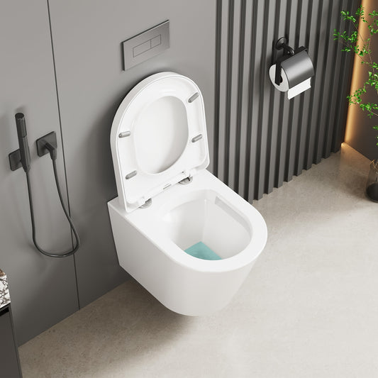Wandtoilet – Hangend Toilet – Rimless Toilet – Diepspoel Toilet – Wandhangend Toilet – Keramiek – Softclose Zitting – Ruimtebesparend D-Design 51cm