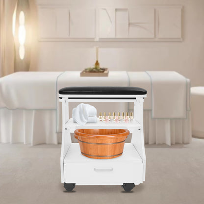 Nagelwagen – Salonwagen – Kappers Trolley – Beauty Trolley – Pedicurewagen – 3 Lagen Opbergniveaus – Stevig MDF Met Melamine Afwerking – 4 Zwenkwieltjes Met Remmen