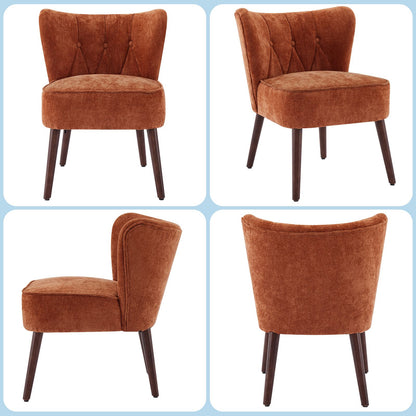 Brown Velvet Accent Chair in Mid-Century Modern Style, Featuring a Wingback Design, Button-Tufted Upholstery, Plush Thick Cushion, And Durable Wooden Legs, Ideal for Your Living Room, Bedroom, Guest Room, Or Home Office.