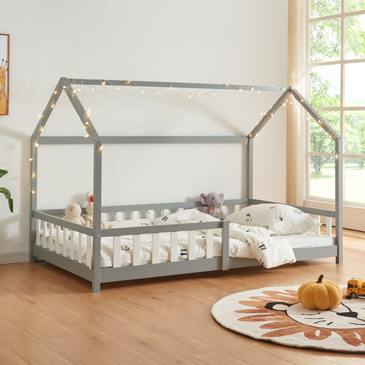 Kinderbed – Kinderbedden – Eenpersoonsbed – Hoogslaper – Stapelbed – Valbeveiliging – Massief Dennenhout – 140 x 200 cm