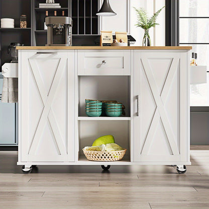 Large Kitchen Storage Cart with Drawer Organizer - Heavy-Duty Mobile Serving Cabinet, White Rolling Utility Trolley for Home Kitchen, Pantry, Dining Room - Space-Saving Design with Easy Assembly, Compact Furniture, Sturdy Con