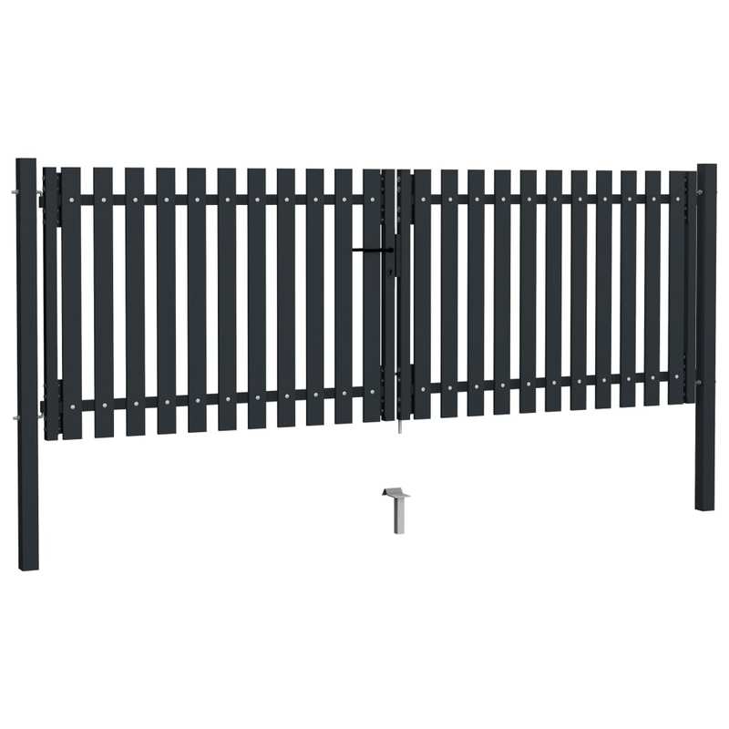 Dubbele Poort – Tuinpoort – Vleugelpoort – Stalen Poort – Veiligheidshek – Antraciet – 306 x 175 cm – Duurzaam Staal