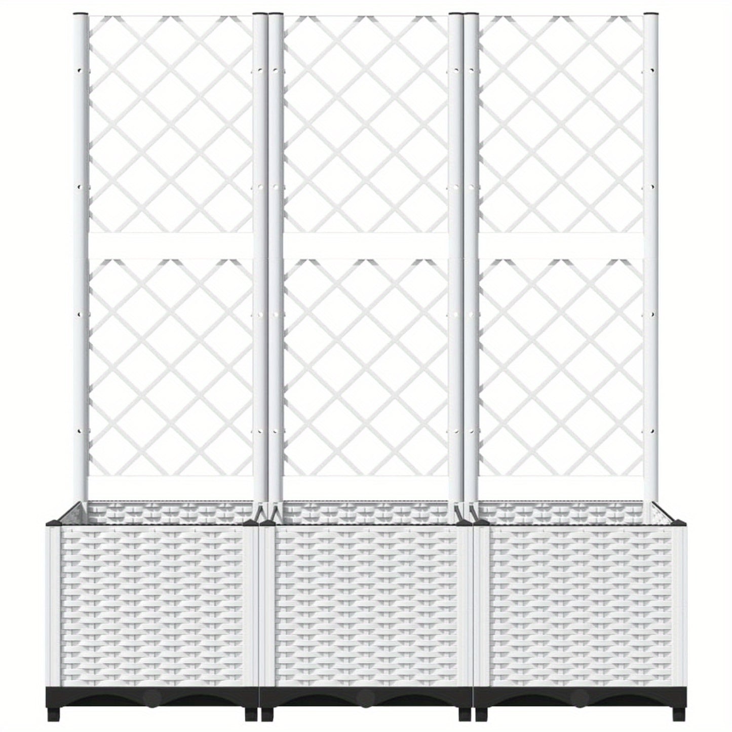 Plantenbak Met Witte Spalier – Bloembak – Kruidenbak – Plantcontainer – Tuinbak – 120x40x136 cm – Weerbestendig PP Materiaal