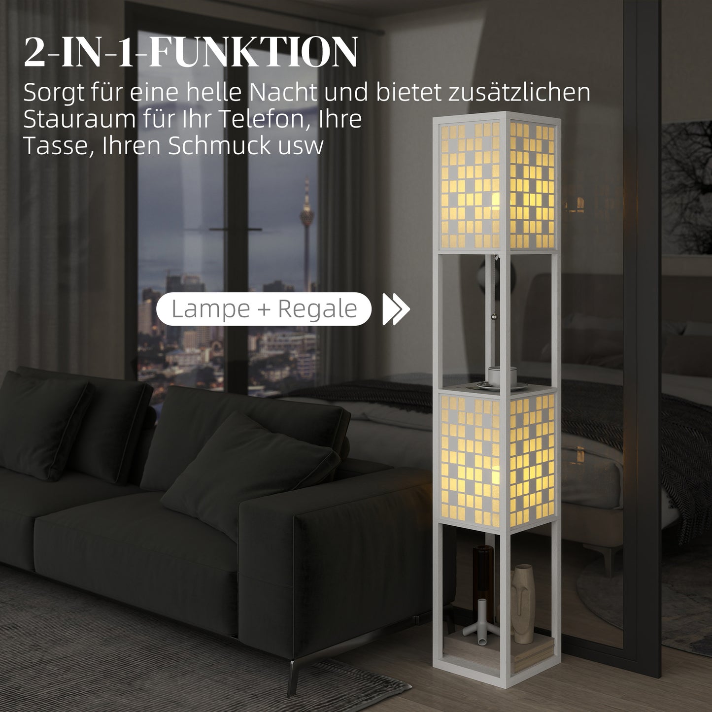 Keukenrek – Keukenplank – Opbergrek – Keukenkast – Opbergmeubel – Rustic-Brown – Met 2 Stopcontacten – 5 Planken & S-Haken – Stevige X-vormige Stalen Versterking – 90x42x130 cm