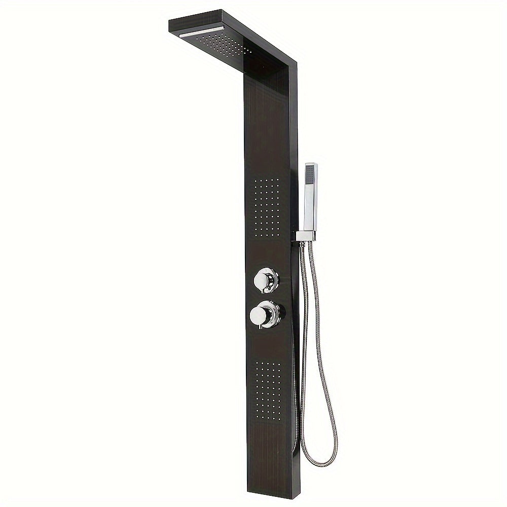 Douchepaneel – Douchekolom – Regendouche – Handdouche – Douchezuil – Zwart RVS – 4 Functies – Compact 130 cm Hoog
