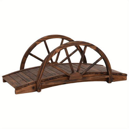 Tuinbrug – Houten Brug – Sierbrug – Tuinpad Brug – Wandelbrug – Massief Vurenhout – 99x50x38 cm – Weerbestendig