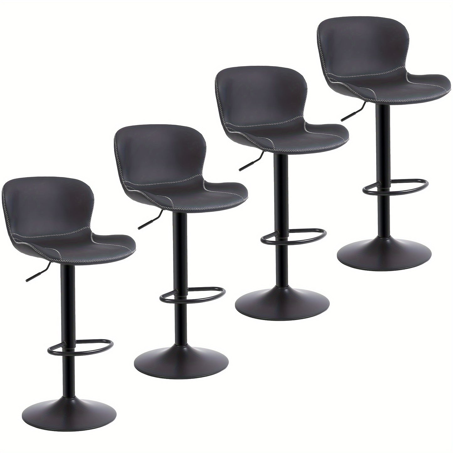 Barstoel – Barkruk – Keukenstoel – Eetkamerstoel – Barstoel Set 4 Stuks – PU Lederen Bekleding – 360° Draaibaar & Verstelbaar