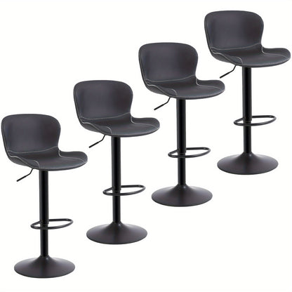 Barstoel – Barkruk – Keukenstoel – Eetkamerstoel – Barstoel Set 4 Stuks – PU Lederen Bekleding – 360° Draaibaar & Verstelbaar