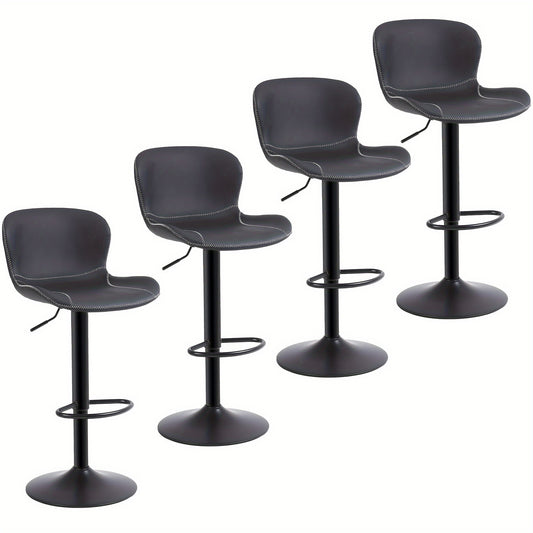 Barstoel – Barkruk – Keukenstoel – Eetkamerstoel – Barstoel Set 4 Stuks – PU Lederen Bekleding – 360° Draaibaar & Verstelbaar