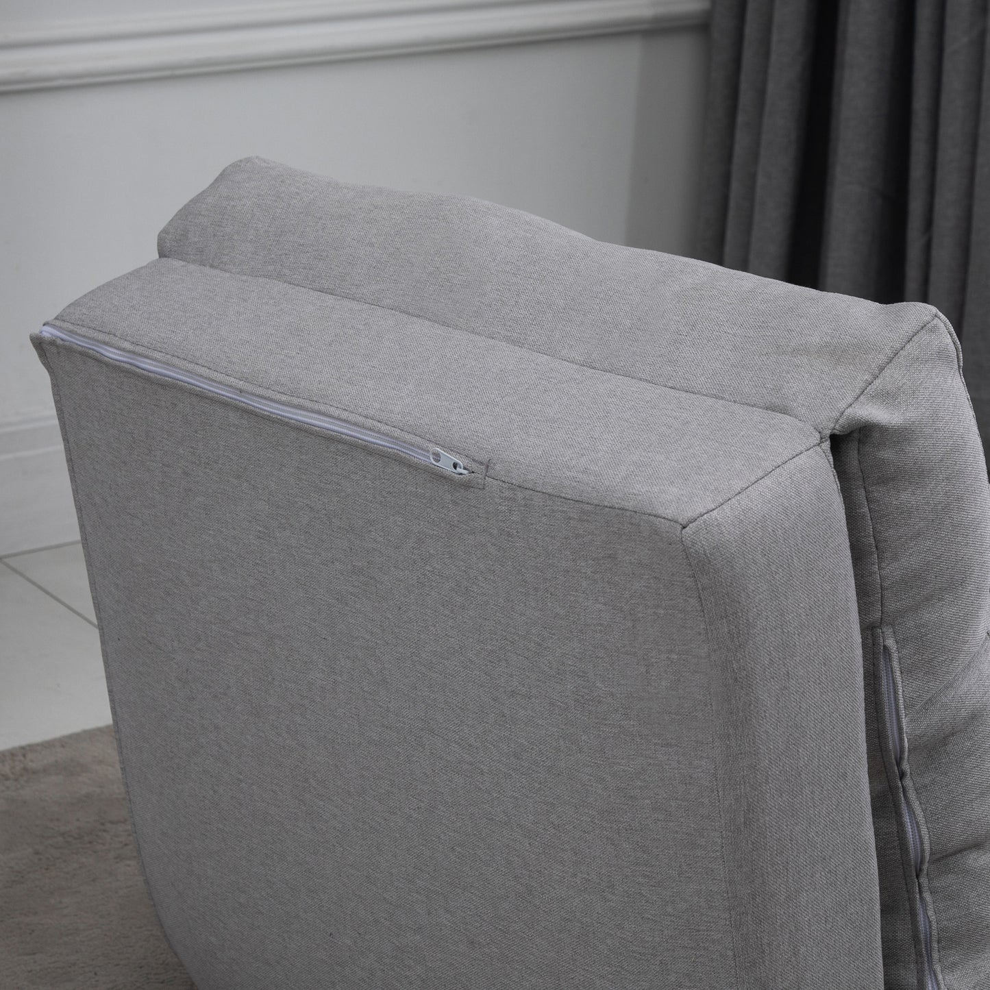 Zitzak – Zitzakstoel – Fauteuil – Loungestoel – Slaapstoel – Verstelbare Rugleuning 105°-180° – Ademend Linnen Met Kussen – Lichtgrijs