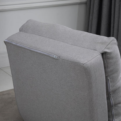Zitzak – Zitzakstoel – Fauteuil – Loungestoel – Slaapstoel – Verstelbare Rugleuning 105°-180° – Ademend Linnen Met Kussen – Lichtgrijs