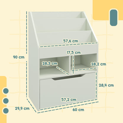 Boekenkast – Boekenrek – Opbergkast – Kastenmeubel – Kinderkast – Lichtgroen – MDF Materiaal – Multifunctionele Indeling met Lade op Wieltjes